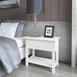 Maison Chic Table de chevet Table de Nuit Meuble de Rangement Bois Blanc