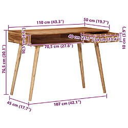 vidaXL Bureau 115x50x76 cm Bois d'acacia massif pas cher