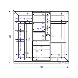 Vente-Unique Armoire 2 portes coulissantes - Miroir et tiroirs - L240cm - Coloris : Naturel et ivoire - BODIL II pas cher