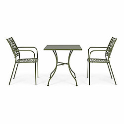 Mes Table de jardin 70x71 cm en métal vert foncé - BELIKA pas cher