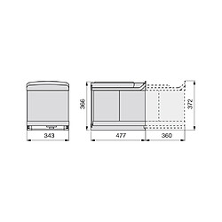 Poubelle à extraction automatique 16 L + 2 x 7,5 L - EMUCA - 8038221