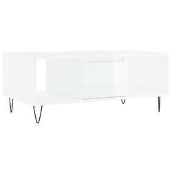 vidaXL Table basse Blanc brillant 90x50x36,5 cm Bois d'ingénierie