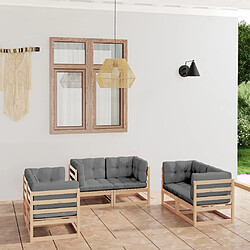 Maison Chic Salon de jardin 6 pcs + coussins - Mobilier/Meubles de jardin - Table et chaises d'extérieur Bois de pin massif -MN21711