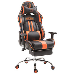 Decoshop26 Fauteuil de bureau gamer avec repose-pieds extensible mécanisme de bascule en PVC noir / orange 10_0002751