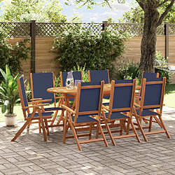 vidaXL Ensemble à manger de jardin 9pcs bois d'acacia solide textilène