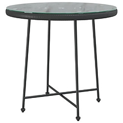 Maison Chic Table de salle à manger,Table à dîner Noir ?80 cm Verre trempé et acier -GKD98898