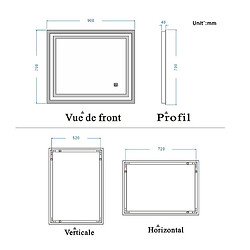 Acheter Miroir de salle de bain avec lumières Led 90x70cm (LxH)