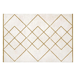 Vente-Unique Tapis shaggy berbère - 160 x 230 cm - Blanc et doré - PRYSMI