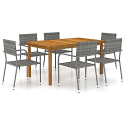 Salle à manger de jardin 7 pcs,Table et chaise à dîner Gris -MN48111