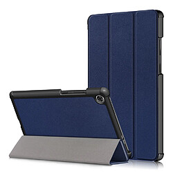 Etui en PU peau de litch avec support tri-pliure bleu pour votre Lenovo Tab M8 TB-8505