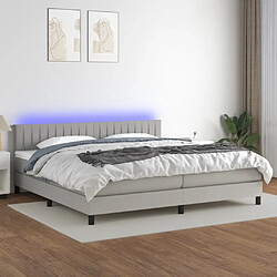 vidaXL Sommier à lattes de lit matelas LED Gris clair 200x200 cm Tissu