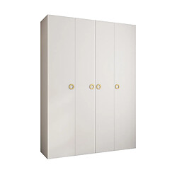 Abiks Meble Armoire à portes battantes Como 1 245,5/180/50 4 portes (blanc/doré)