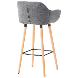 Avis Decoshop26 Tabouret de bar lounge x1 design scandinave assise en tissu gris clair pieds en bois repose-pieds en métal 10_0004924