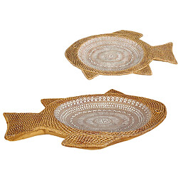 Centre de Table Romimex Beige Naturel Poisson 23 x 4 x 37 cm Rotin