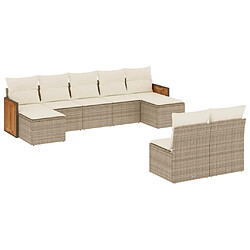 Maison Chic Salon de jardin avec coussins 9 pcs | Ensemble de Table et chaises | Mobilier d'Extérieur beige résine tressée -GKD98378