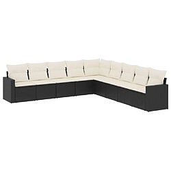 Maison Chic Salon de jardin 9 pcs avec coussins | Ensemble de Table et chaises | Mobilier d'Extérieur noir résine tressée -GKD66068