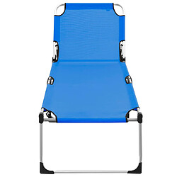 Avis Helloshop26 Transat chaise longue bain de soleil lit de jardin terrasse meuble d'extérieur pliable extra haute pour seniors aluminium bleu 02_0012872