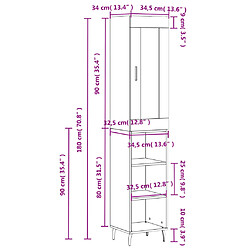 vidaXL Buffet haut Blanc 34,5x34x180 cm Bois d'ingénierie pas cher