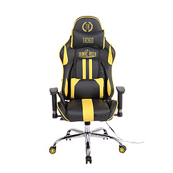 Decoshop26 Fauteuil de bureau gamer design sportif fonction de massage chauffant avec coussins en PVC noir / jaune 10_0002531