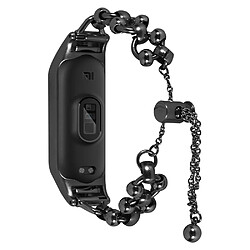 Bracelet en métal décor de perles creuses pour votre Xiaomi Mi Band 3/4 - noir