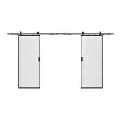 Avis Vente-Unique Porte coulissante double avec système en applique - aluminium et verre trempé dépoli - 2 x H205 x L73 cm - LINCI II