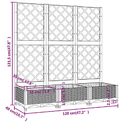 vidaXL Jardinière avec treillis Noir 120x40x121,5 cm PP pas cher