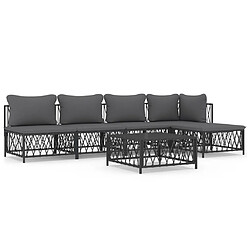 vidaXL Salon de jardin avec coussins 6 pcs anthracite acier