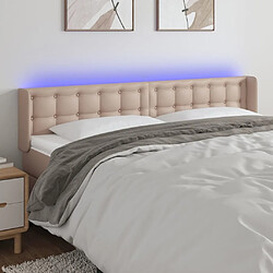 Maison Chic Tête de lit scandinave à LED,meuble de chambre Cappuccino 183x16x78/88 cm Similicuir -MN87431