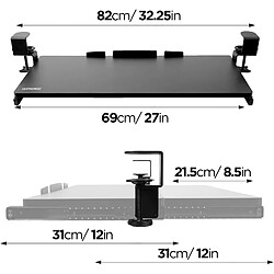 Avis Duronic Support Coulissant DKTPX2 pour Clavier et Souris, Documents, Ordinateur Portable, Tablette | Tiroir sous la Table | Solution Ergonomique pour Le Bureau | Fixation avec des Pinces en Acier