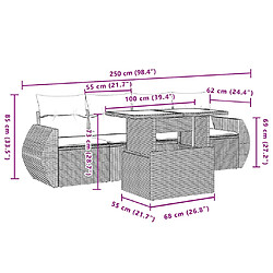 vidaXL Salon de jardin avec coussins 5 pcs beige résine tressée pas cher