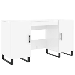 Maison Chic Bureau,Table de travail,bureau de travail pour chambre Blanc brillant 140x50x75 cm Bois d'ingénierie -GKD92143