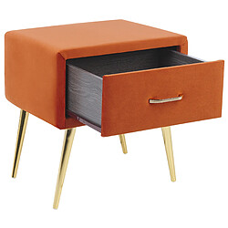 Acheter Beliani Table de chevet Velours Orange FLAYAT