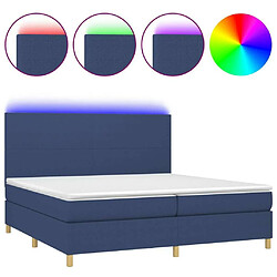 Sommier à lattes,Cadre à lattes de lit et matelas et LED pour Adulte Bleu 200x200 cm Tissu -MN48061