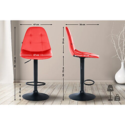 Avis Decoshop26 Tabouret de bar x1 avec repose-pieds hauteur réglable pivotant assise en PVC rouge cadre métallique noir 10_0004817