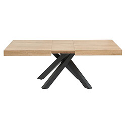 Vente-Unique Table à manger extensible 6 à 10 personnes en MDF et métal - Naturel et noir - CATONAV pas cher