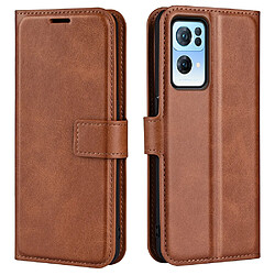 Etui en PU + TPU avec support, marron clair pour votre Oppo Reno7 Pro 5G