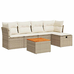 vidaXL Salon de jardin avec coussins 6 pcs beige résine tressée