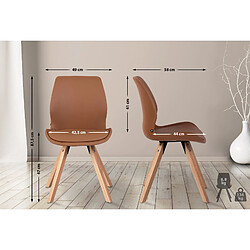 Decoshop26 Lot de 2 chaises de salle à manger en synthétique marron clair style scandinave pieds bois CDS101139