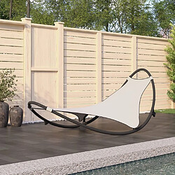 Maison Chic Chaise longue à bascule | Bain de soleil Relax | Transat avec roues Acier et textilène Crème -GKD78011