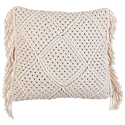 Acheter Beliani Lot de 2 coussins BESHAM Coton 45 x 45 cm Géométrique Macramé Beige clair