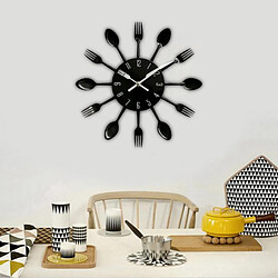 Horloge Murale 3D Creative Cuisine Motif Cuillère Fourchette Miroir Wall Sticker Decal pas cher