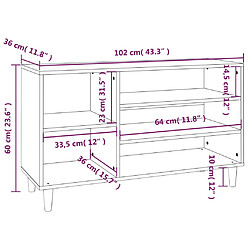 vidaXL Armoire à chaussures Sonoma gris 102x36x60 cm Bois d'ingénierie pas cher