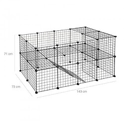 Helloshop26 Enclos modulable pour petits animaux cage intérieur 2 niveaux maillet en caoutchouc offert cochon d inde lapin assemblage facile 143 x 73 x 71 cm noir 12_0000476