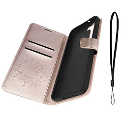 Avizar Étui Mandala Fleur pour Samsung Galaxy S23 Plus avec Portefeuille Rose Gold