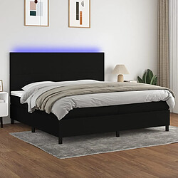 vidaXL Sommier à lattes de lit et matelas et LED Noir 200x200 cm Tissu