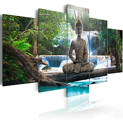 Artgeist Tableau - Buddha and waterfall [100x50]