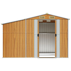 Avis Helloshop26 Abri de jardin cabane cabanon maison de stockage remise extérieur hangar outils robuste clair 277 x 192,5 x 179 cm acier galvanisé marron 02_0022312