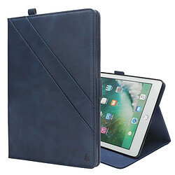 Wewoo Smart Cover Housse Etui en cuir à double support horizontal pour iPad Pro 10.5 (2017), avec emplacements pour cartes et cadre pour photos stylo (Bleu)