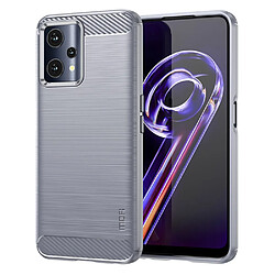 Coque en TPU MOFI Anti-empreintes, texture fibre de carbone, gris pour votre Realme 9 Pro