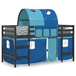 Vidaxl Lit mezzanine enfants et tunnel bleu 90x200cm bois pin massif